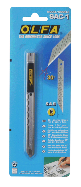 Couteau sécable Olfa-1 9mm avec corps emétal blister 1 pièce