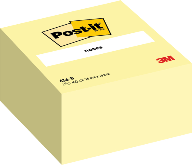 Cube notes Post-it 636B 76x76mm jaune canari 450 feuilles