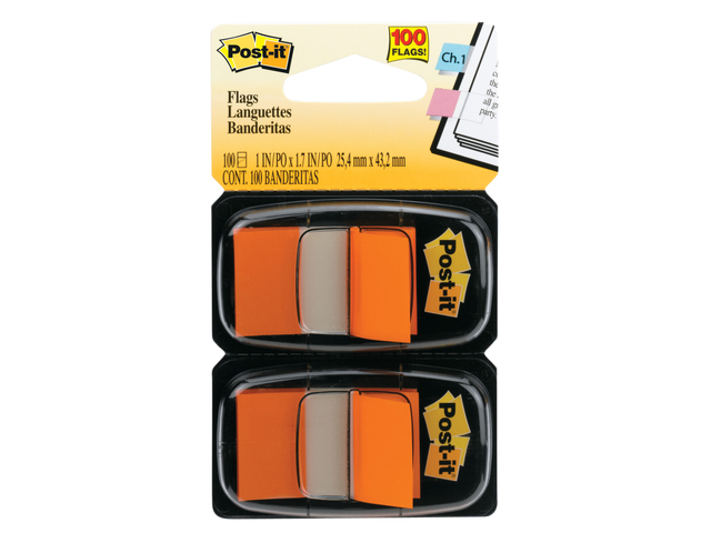 Marque-pages 3M Post-it 680 25,4x43,2mm Duopack orange 100 feuilles