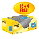 Bloc mémos 3M Post-it 653 38x51mm jaune 16+ 4 gratuits