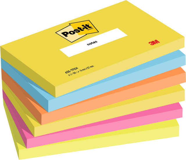 Memoblok 3M Post-it 655 76x127mm Energetic Colours 6 stuks