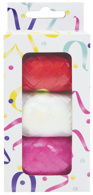 Ruban paquet rouge/blanc/rose.