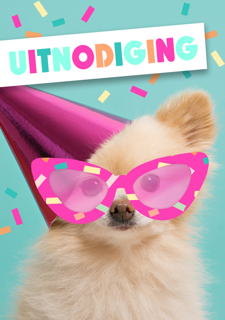 Carte d'invitation Chien avec lunettes 5 pièces (NL)