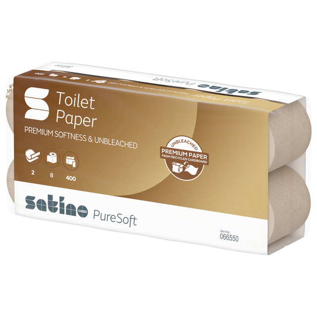 Papier toilette Satino PureSoft MT1 066550 2 épaisseurs 400 feuilles naturel