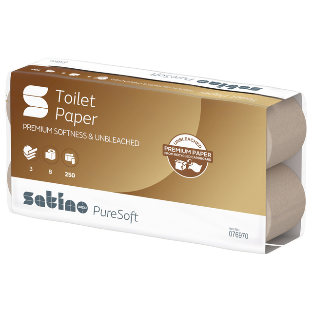 Papier toilette Satino PureSoft MT1 076970 3 épaisseurs 250 feuilles naturel