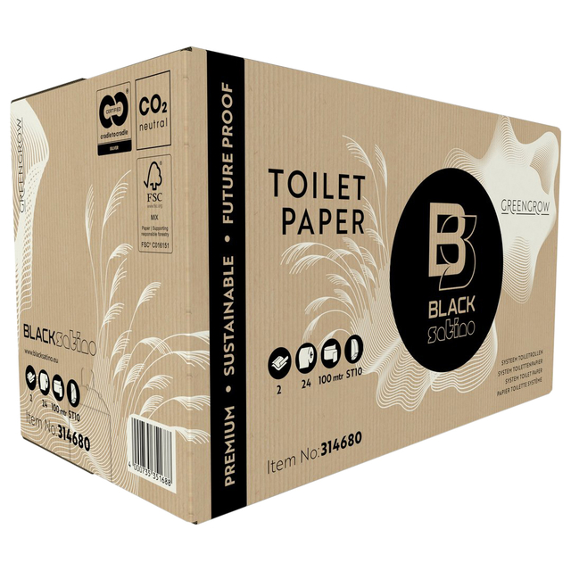 Toiletpapier BlackSatino GreenGrow ST10 systeemrol 2-laags 712vel naturel 314680