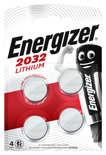 Batterij Energizer knoopcel 4x CR2032 lithium