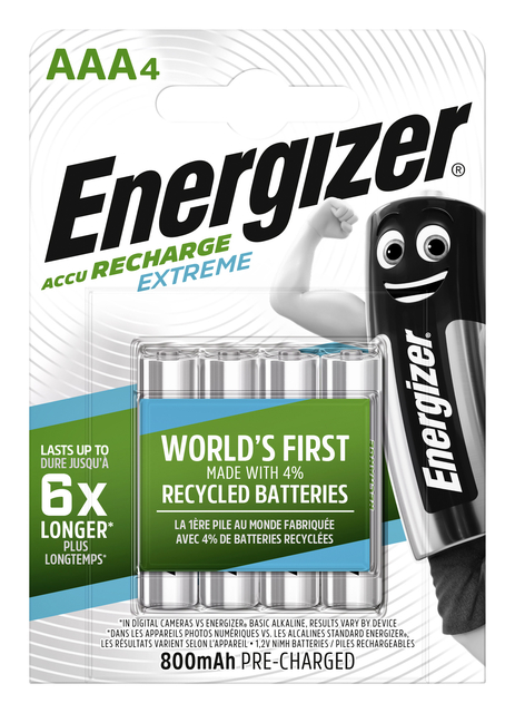 Batterij oplaadbaar Energizer 4x AAA 800mAh