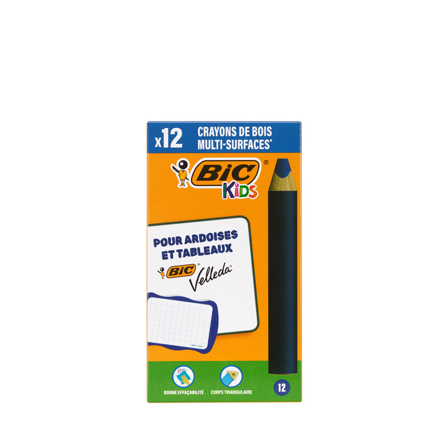 Crayon tableau blanc BIC Kids Multi-surface bleu 12 pièces