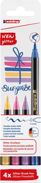 Brushpen edding 1340 glitter assorti set à 4 stuks