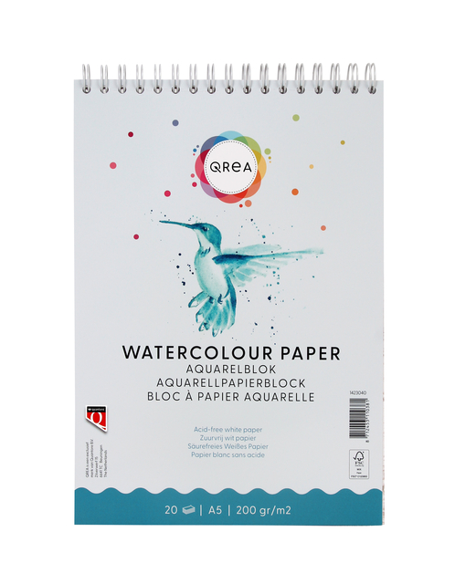 Aquarelblok Qrea A5 20 vel 200gr spiraal