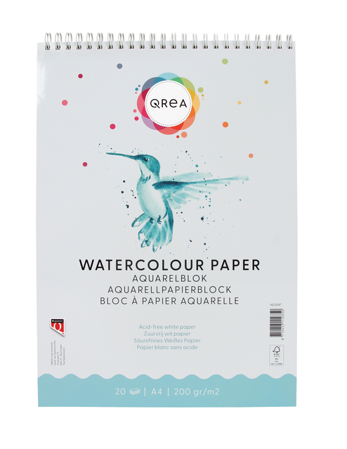 Bloc aquarelle Qrea A4 20 feuilles 200g spirale