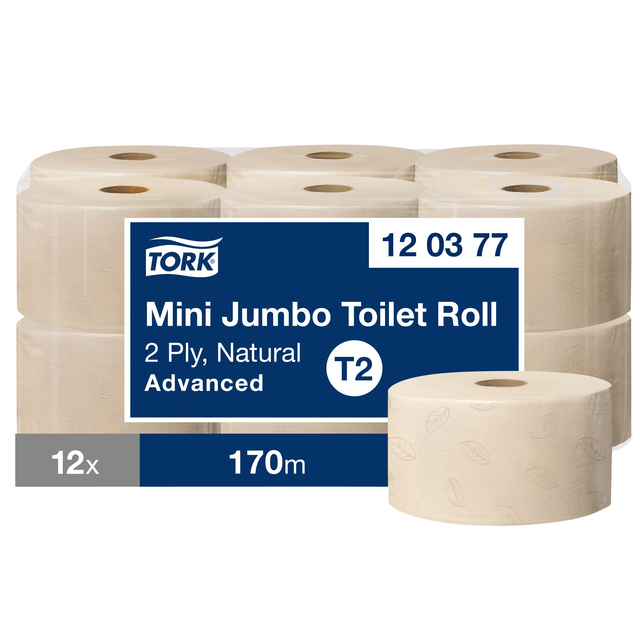 Papier toilette Tork T2 Advanced Jumbo Mini  120377 2 épaisseurs 170m naturel