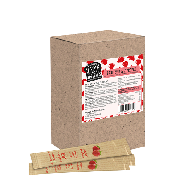 Pâte à tartiner fruitée Van Oordt VarieJantje fraise 12x 15g sticks