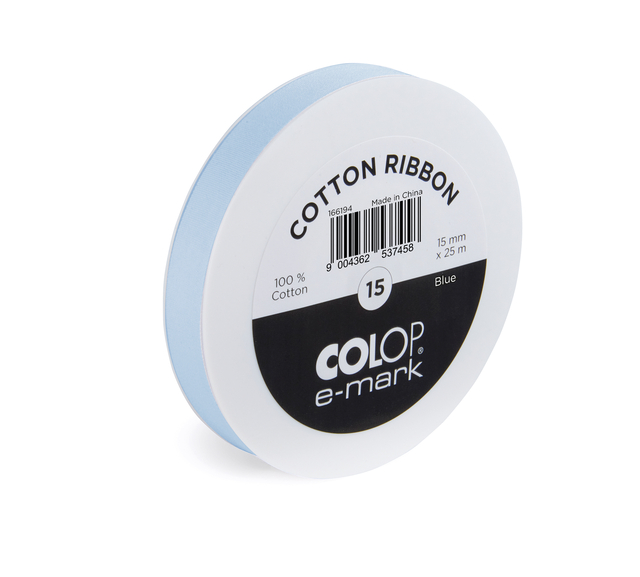 Lint Colop E-mark 15mmx25m blauw