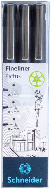 Fineliner Schneider Pictus noir étui 3 pièces