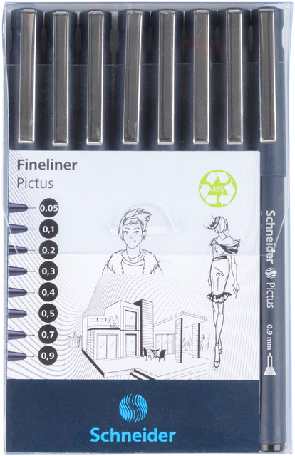 Fineliner Schneider Pictus noir étui 8 pièces