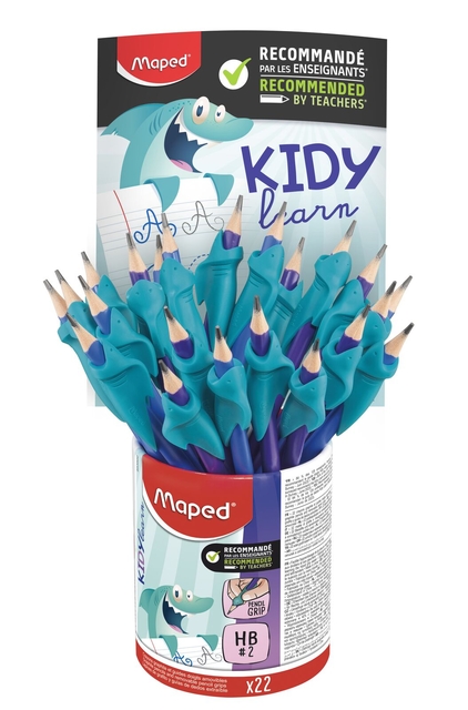 Crayon graphite Maped Jungle Fever embout gomme avec prise Kidy Learn pot 22 pièces bleu