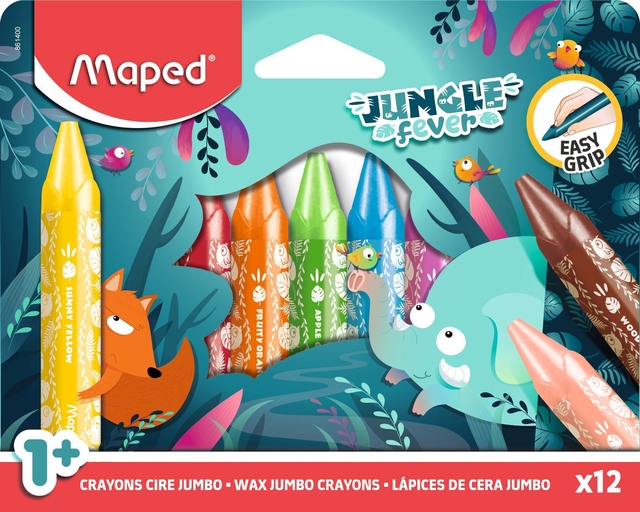 Crayon à la cire Maped Jungle Fever Jumbo set 12 couleurs