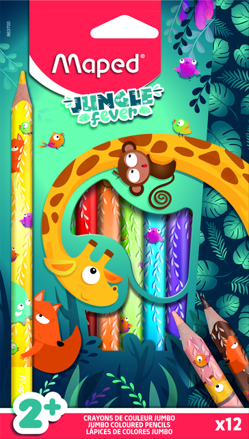 Crayon de couleur Maped Jungle Fever Jumbo set 12 couleurs