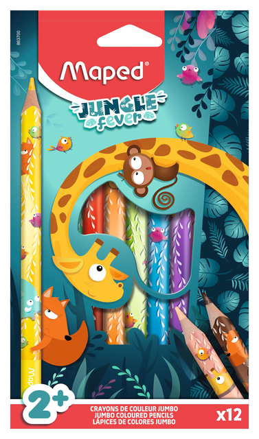 Crayon de couleur Maped Jungle Fever Jumbo set 12 couleurs