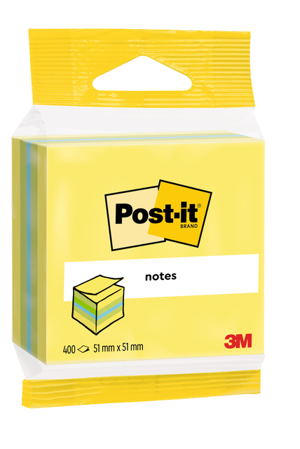 Bloc-mémos 3M Post-it 2012L 51x51mm cube assorti 400 feuilles