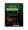 Cahier de notes Rhodia Greenbook A5 ligné 6 perforations 180 pages 90g noir