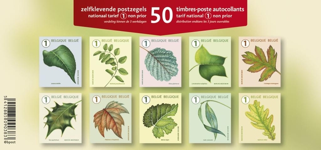 Timbre poste Belgique valeur 1 autocollant non-priorité 5x 10 pièces