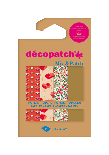 Papier créa Décopatch 30x40cm set 4 feuilles Thème L'amour est dans le pré