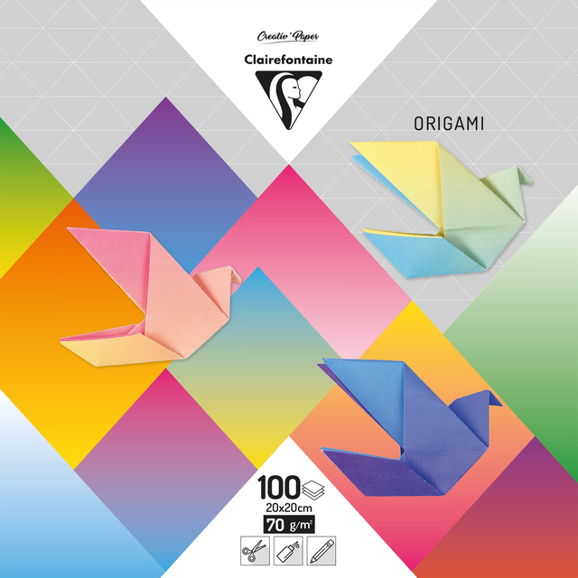 Origami Clairefontaine Gradient 20x20cm set à 100 vel 80gram assorti