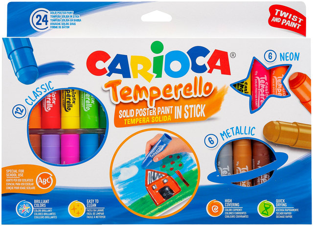 Verfstift Carioca Temperello set à 24 kleuren