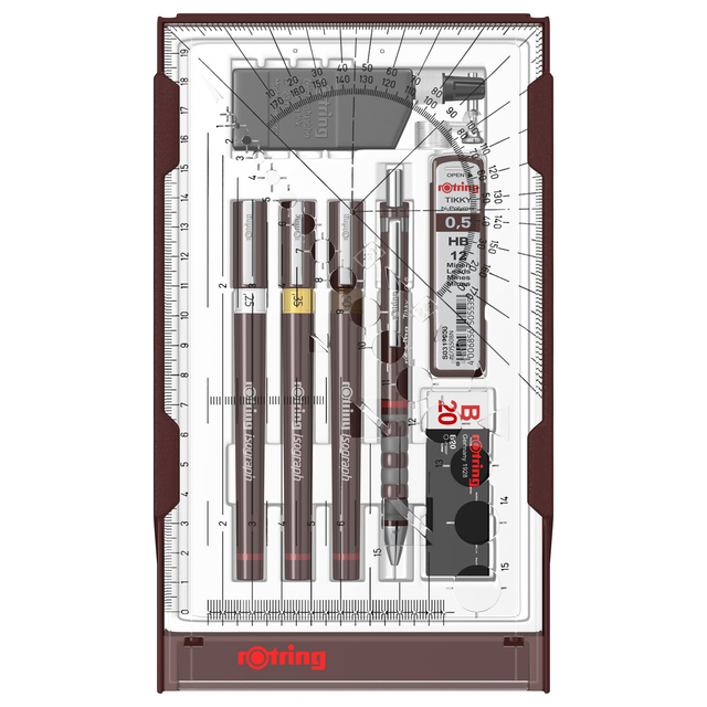 Tekenset rOtring Isograph college 0.25mm, 0.35mm en 0.5mm set à 3 stuks