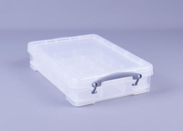 Opbergbox Really Useful 4 liter inclusief vakkenverdeler 395x255x88mm transparant wit