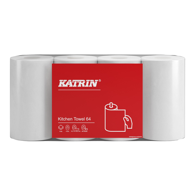 Essuie-tout cuisine Katrin 87075 2 épaisseurs 64 feuilles blanc