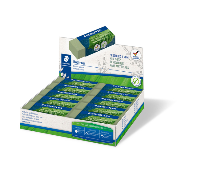 Gum Staedtler Eco 52680 65x23x10mm olijfgroen 20 stuks