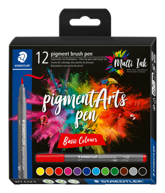 Feutre pinceau Staedtler Pigment Arts set 12 couleurs