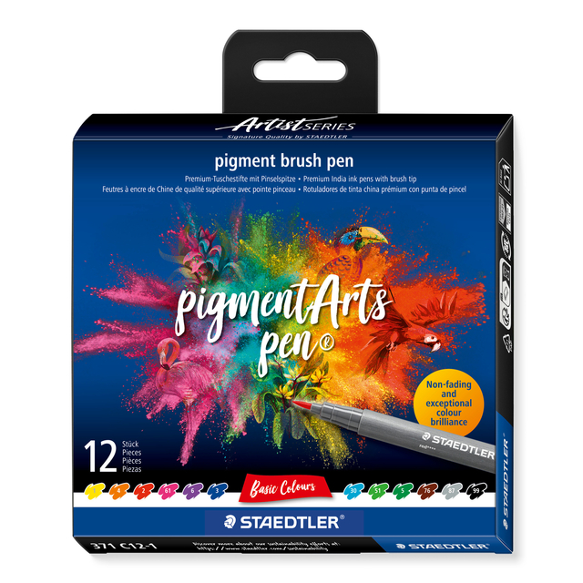 Feutre pinceau Staedtler Pigment Arts set 12 couleurs