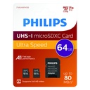 Geheugenkaart Philips micro SDXC Class 10 UHS-I U1 64GB 2 stuks