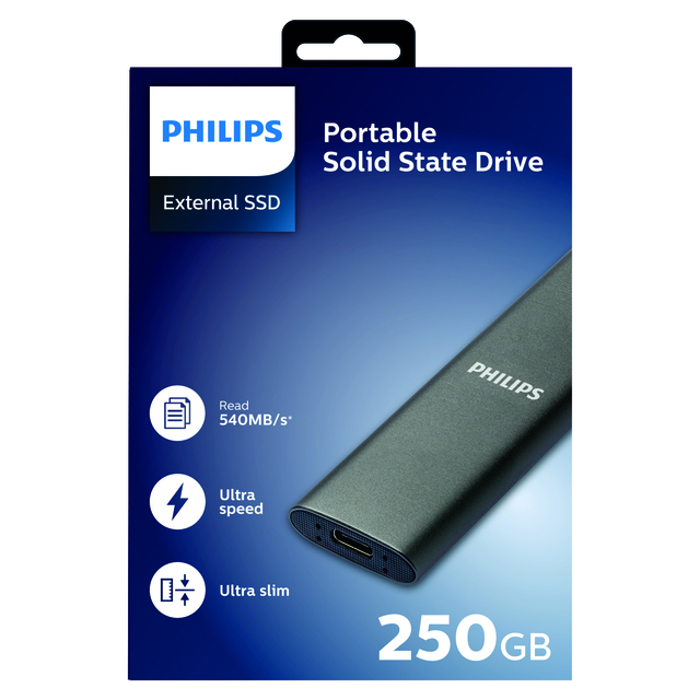 SSD Philips externe 250GB USB-C Grijs