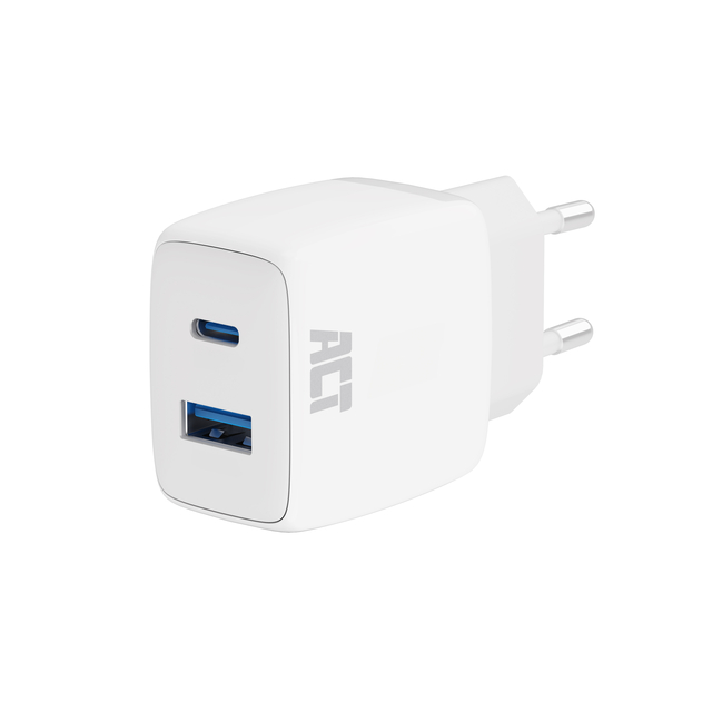 Chargeur ACT 20W 2 ports USB-A +USB-C blanc