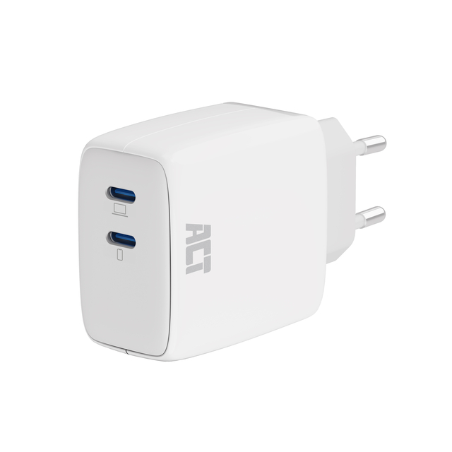 Chargeur ACT 65W 2 ports USB-C blanc