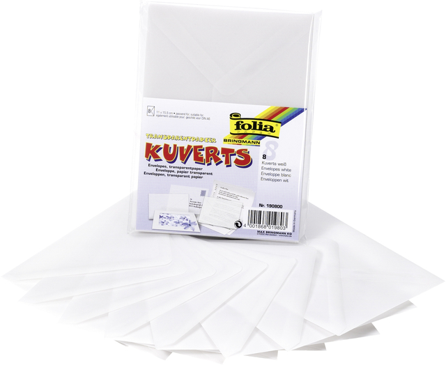 Enveloppe Folia A6 115g st 8 pièces transparent