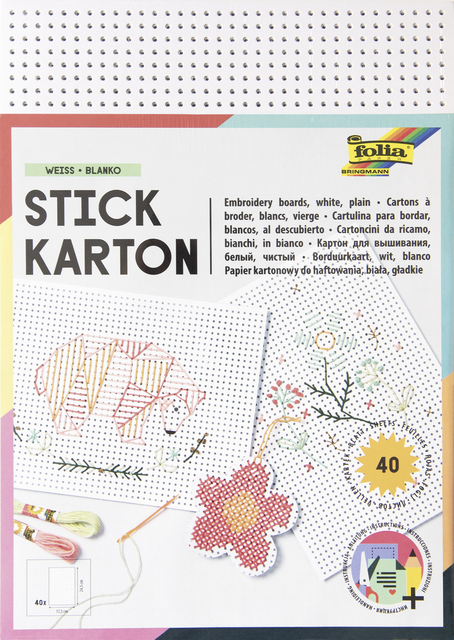 Carte à broder Folia 17,5x24,5cm 300g 40 feuilles blanc
