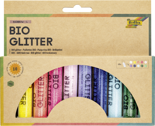 Glitterpoeder Bio Folia Rainbow 7gr 10 kleuren