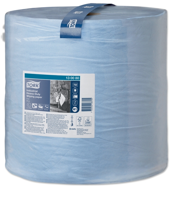 Papier d'essuyage Tork Industrial Heavy-Duty W1 130080 3 épaisseurs 750 feuilles bleu