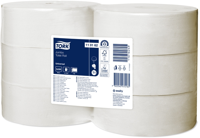 Papier toilette Tork T1 Universal Jumbo 110162 1 épaisseur 500m blanc