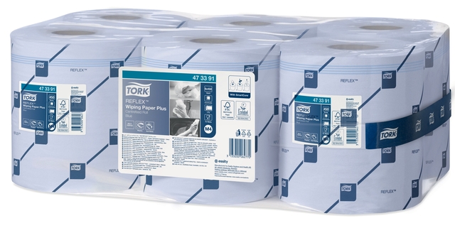 Papier d'essuyage Tork M4 Reflex Plus Advanced 473391 2 épaisseurs 450 feuilles bleu