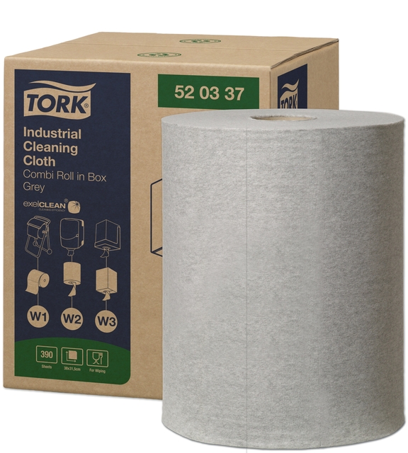 Chiffon de nettoyage Tork Industrial Combi A1/2/3 520337 non tissé 390 feuilles gris