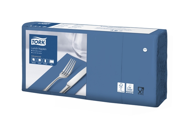 Lunchservet Tork Advanced 1/8 vouw 2-laags 328x325mm 200 vel donkerblauw 477421