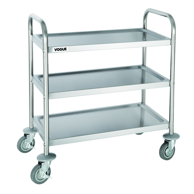 Serveerwagen Vogue met 3 plateaus 82.5x71 cm RVS